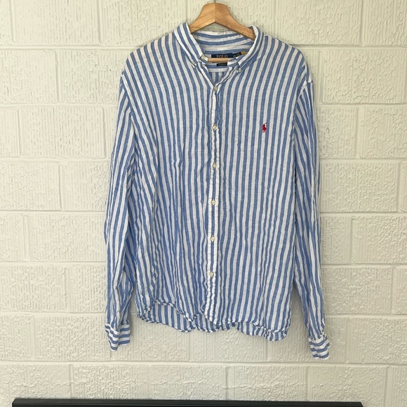 Polo by Ralph Lauren Men’s 100% Linen Long Sleeve Button Down - XXL - Picture 1 of 8